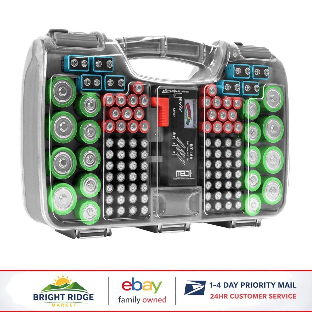 Durable Plastic Battery Storage Case, Clear Lid & Locking Mechanism for Security