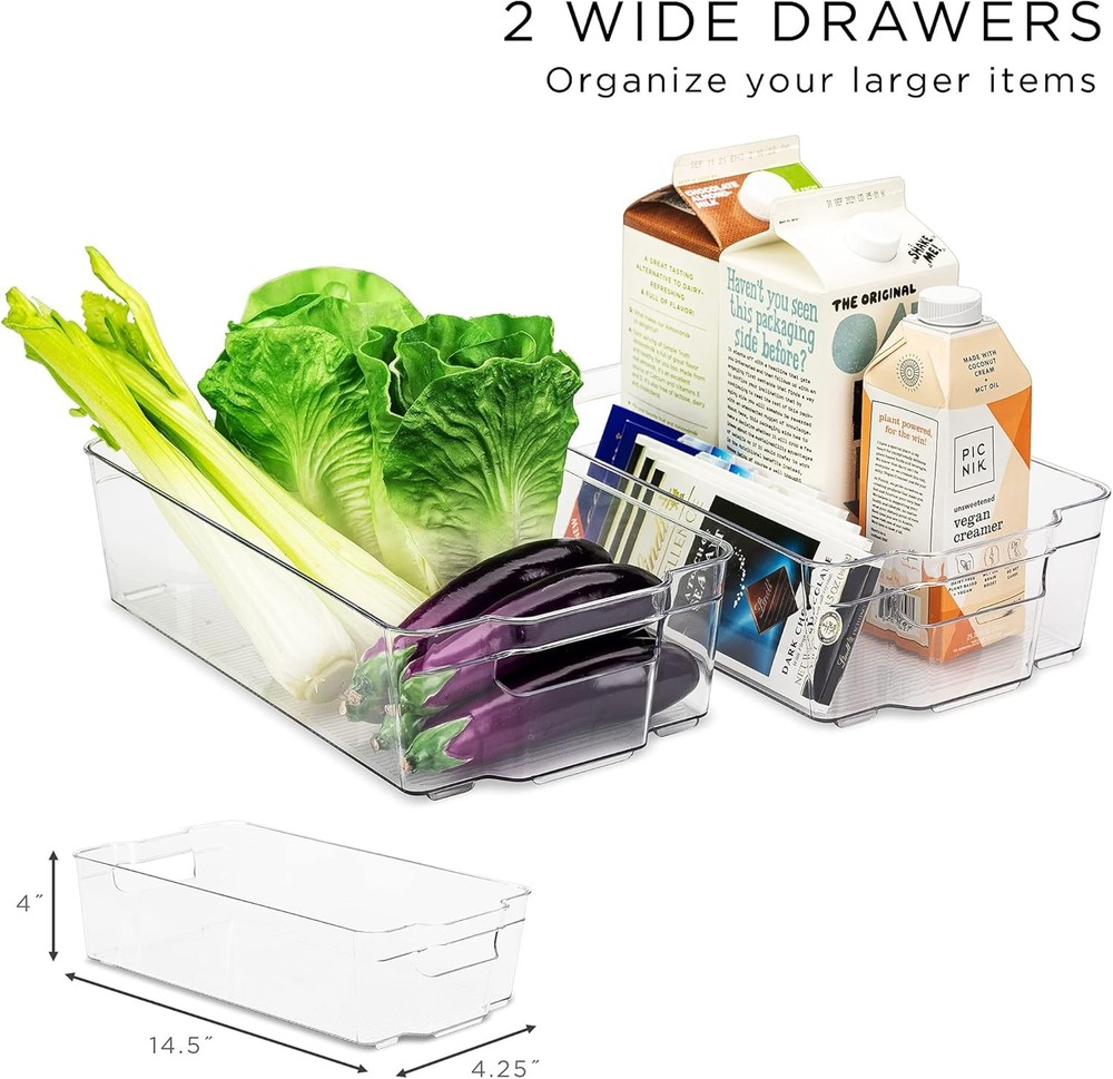 Fridge Bins and Freezer Bins Refrigerator Organizer Stackable Food Storage