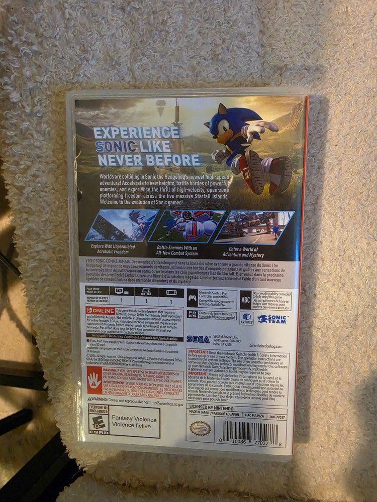 Sonic Frontiers Nintendo Switch **Case Only**