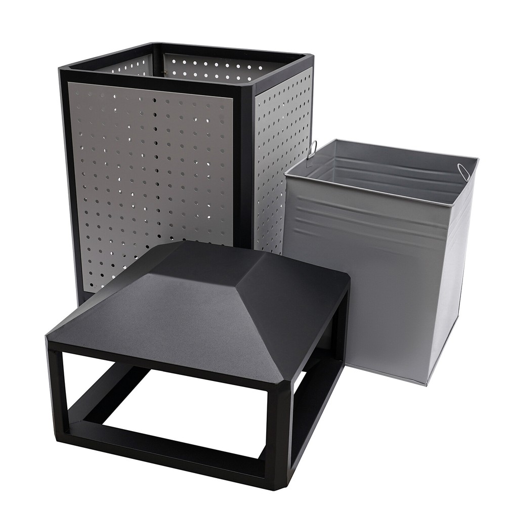 Large 38 Gallon Outdoor Trash Can - Durable Galvanized Waste Container