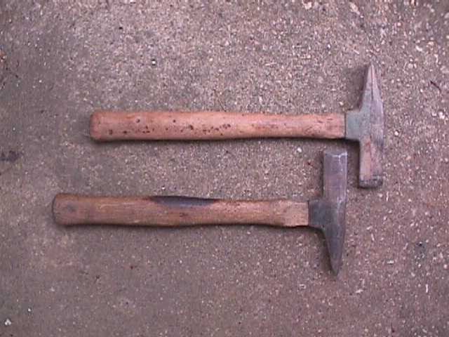 2 VINTAGE STONE CHIPPING HAMMERS