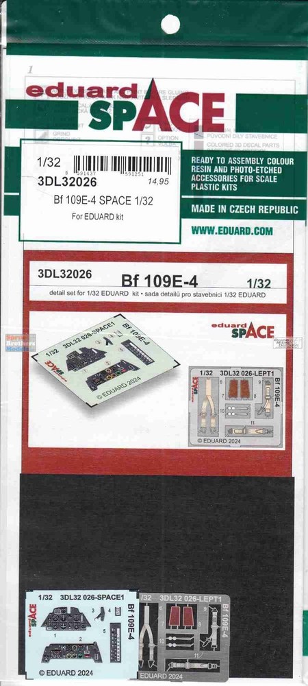 EDU3DL32026 1:32 Eduard SPACE - Bf109E-4 (EDU kit)