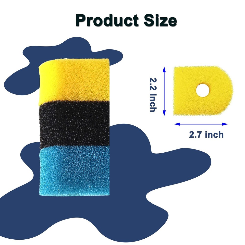 Aquarium Filter Replacement Sponge, Fish Tank Filter Replacement Parts, 3-Sta...