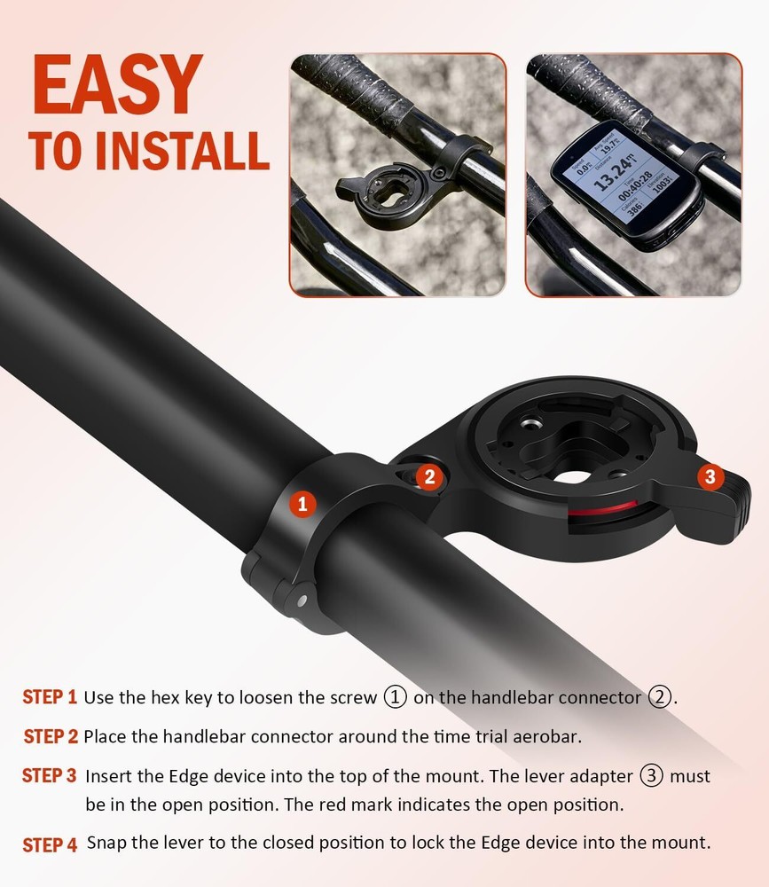 Bicycle 22.2mm Time Trial Handlebar Computer Mount for Garmin GPS Bike Computer