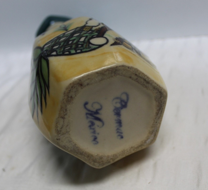 Small EMPTY Ceramic Hand Painted Tequila Bottle Mexico 200ML 6in Tall