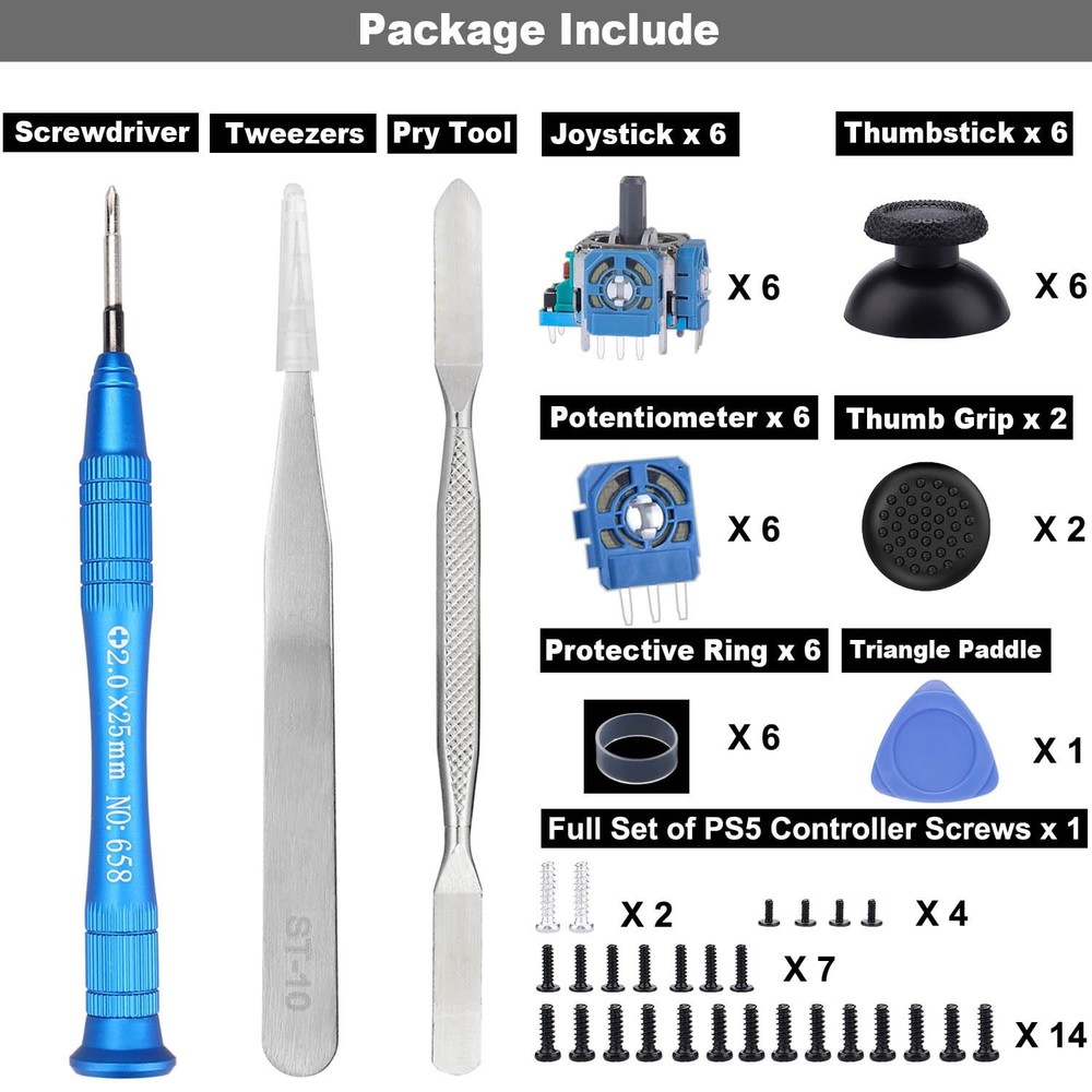IKPEK 6 Pack Analog 3D Joysticks Replacement for PS5 Controller, Green - 6pcs