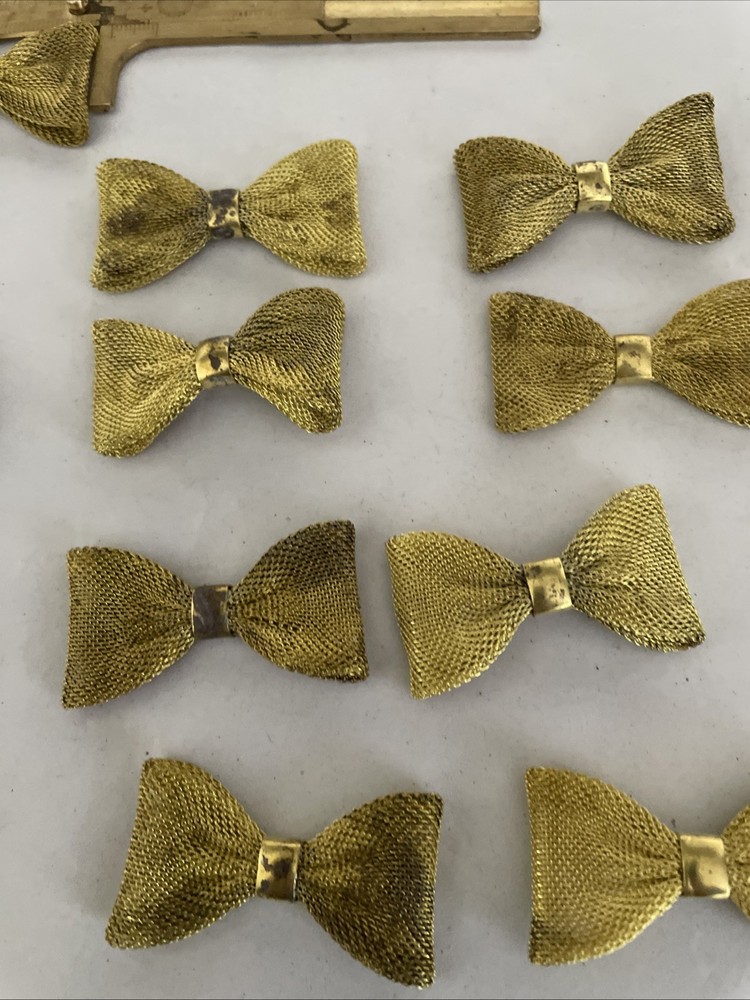 12 Vintage Brass Mesh Bow Findings