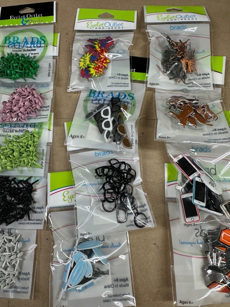 16 Eyelet Outlet decorative & solid brad packages bundle lot