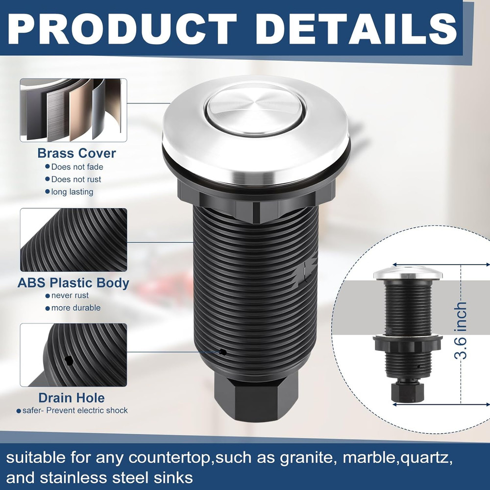 Garbage Disposal Air Switch Kit Wireless Sink Top Garbage Disposal Button Stainl