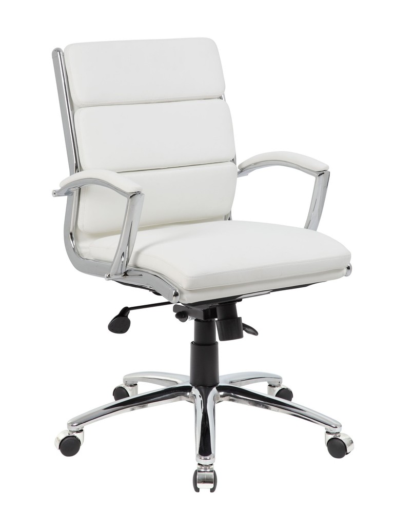 Boss Executive CaressoftPlus Chair w Chrome Finish - Mid Back MODEL # B9476-WT