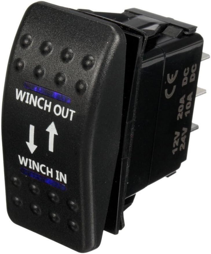 Universal 12V Rocker Switch with Blue LED Light for Easy Winch Control