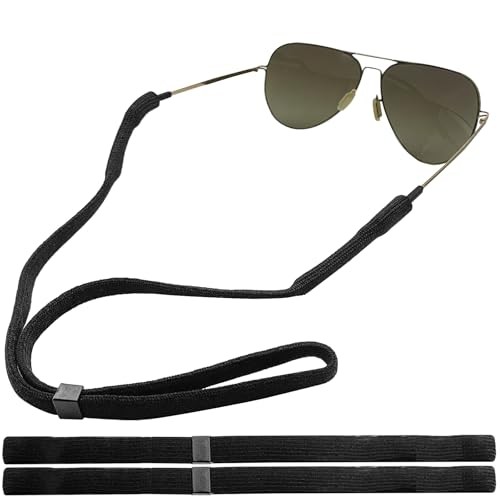 Adjustable Glasses Strap, 3-Pack Black Nylon Eyeglasses Strap with Secure