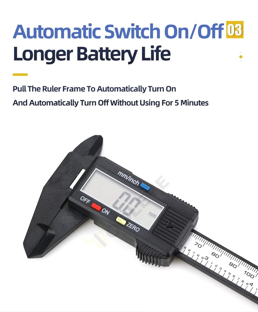 Digital Caliper Electronic Plastic Calipers Vernier Measuring Tools with LED