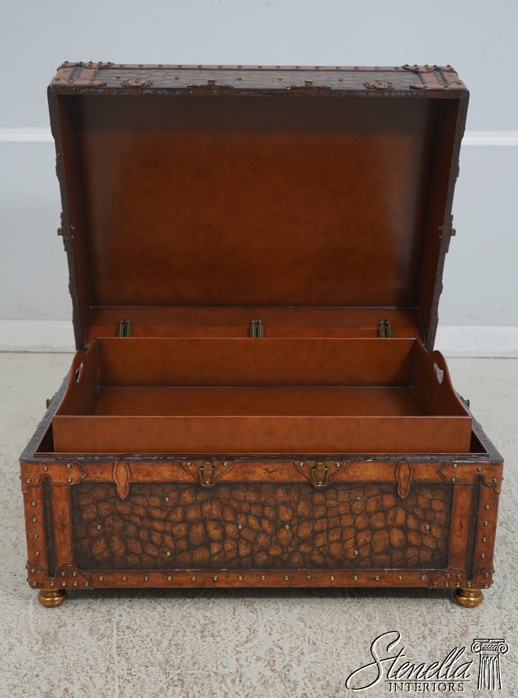L67479: MAITLAND SMITH Gator Pattern Leather Storage Trunk