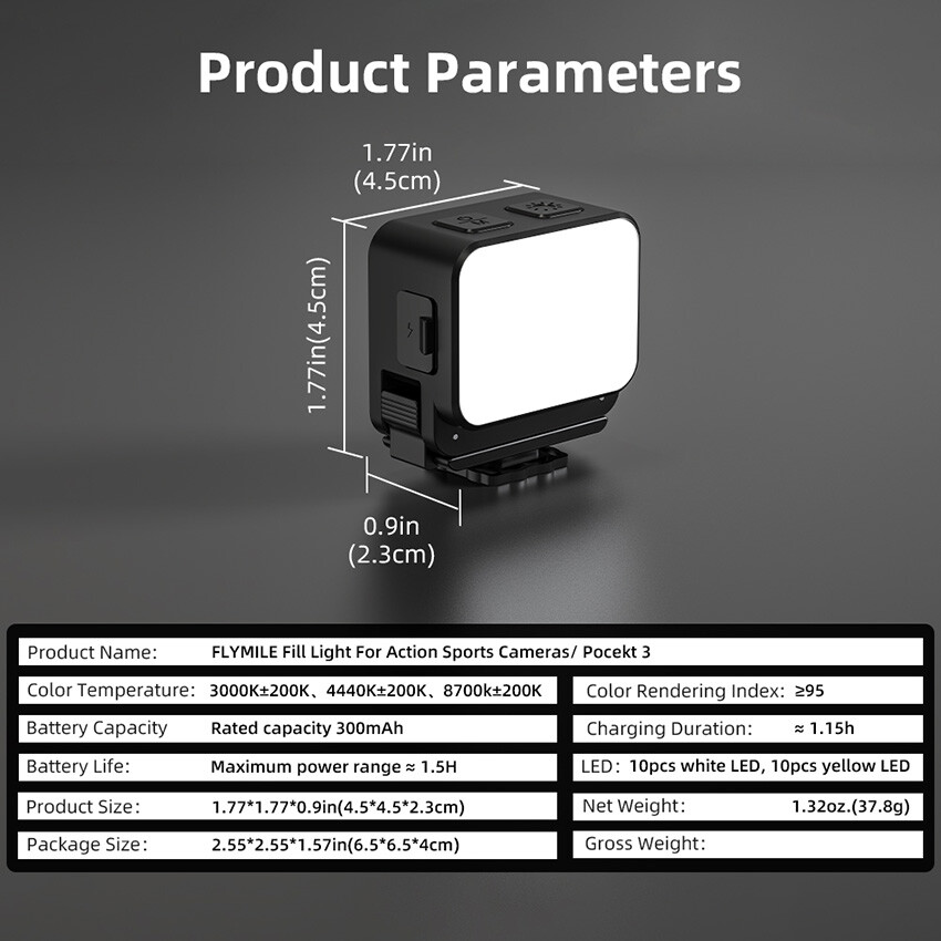 Magnetic Quick Release Refill Light for DJI Action 5/Action 4