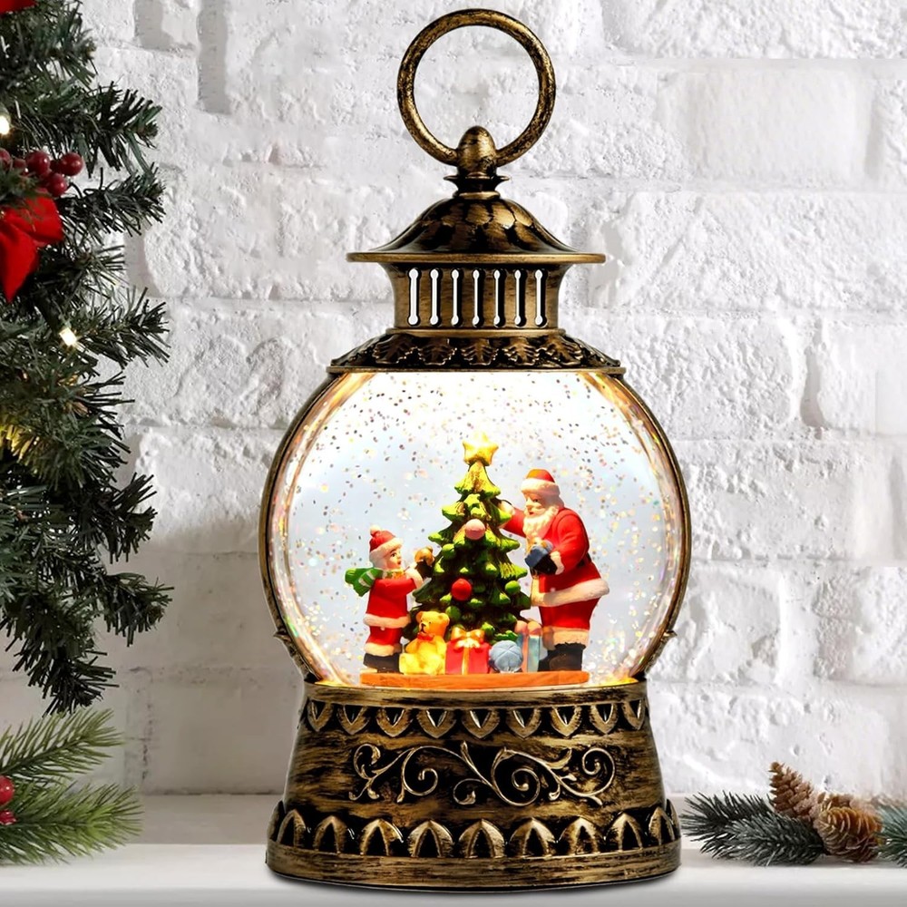 Beautifully Crafted Santa Claus Snow Globe with Soft Light & Timer Functionality