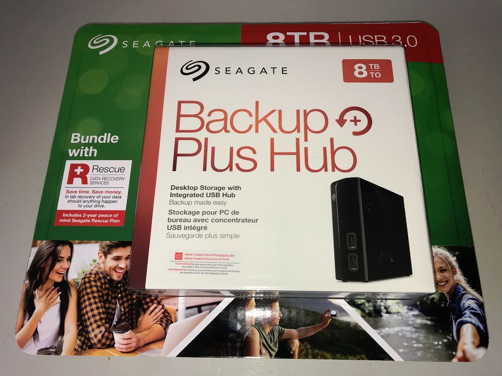 Seagate Backup Plus Hub 8TB External Hard Disk Drive HDD USB Host Desktop Storag