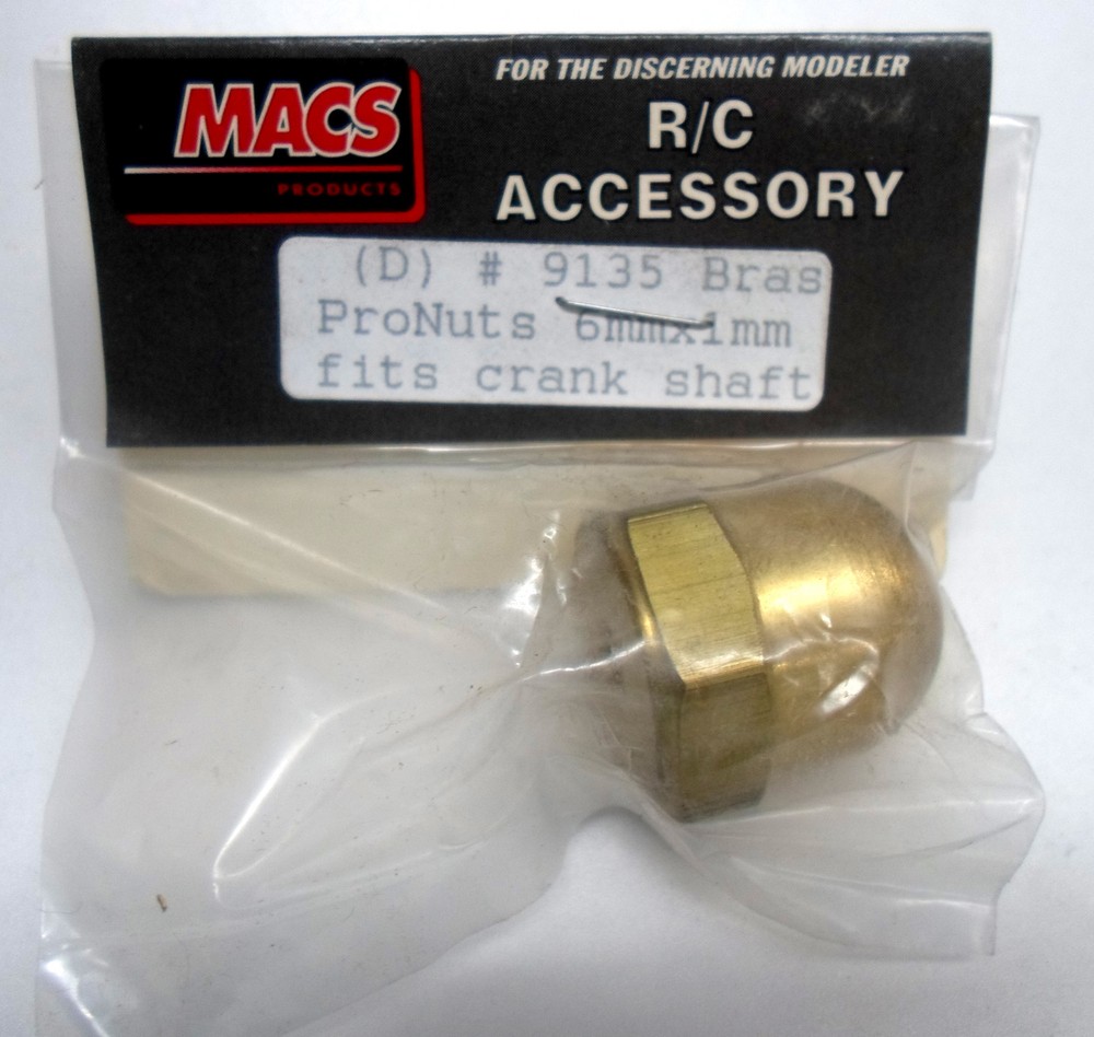 6x1 mm thread - 7/8" hex Brass Engine Spinner Nut from MACS #9135