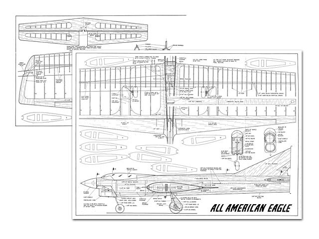 All American Eagle Control Line 56" Wing Model Airplane Printed Plans &Templates