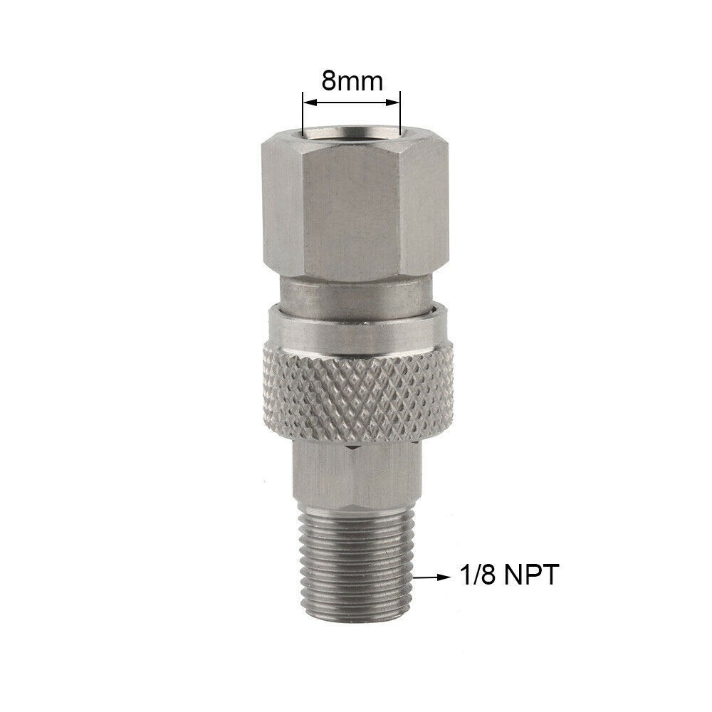 Thread Quick Release To Disconnect Coupler Male + Female 1/8NPT Fitting Silver ~