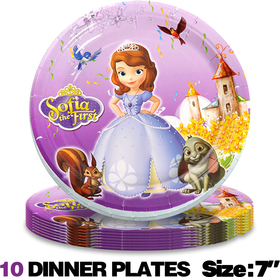 Sofia Party Supplies Set Paper Plates Tableware Disposable Dinnerware