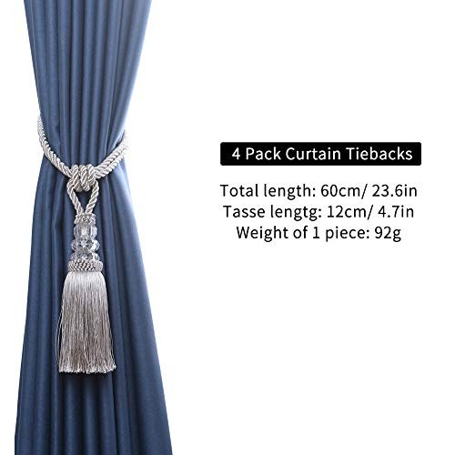 Curtain Hand-Woven Tiebacks Crystal Holdbacks Home Decorative () 2 Pack Silver
