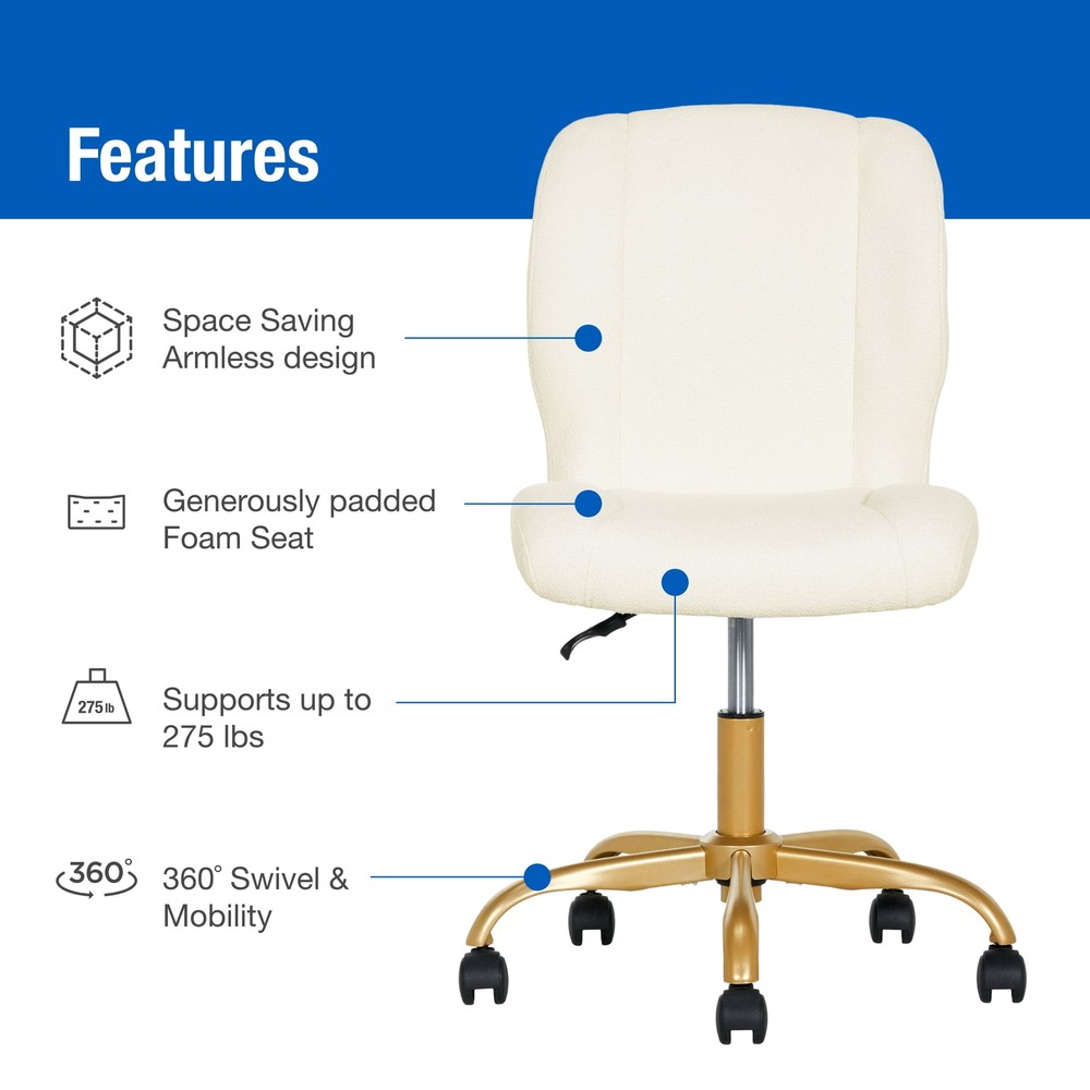 Bouclé Armless Office Chair, Cream