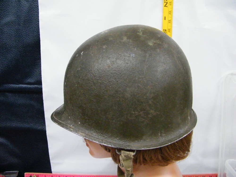 Vintage WWII Helmet & Turtle Shell Liner Front Seam