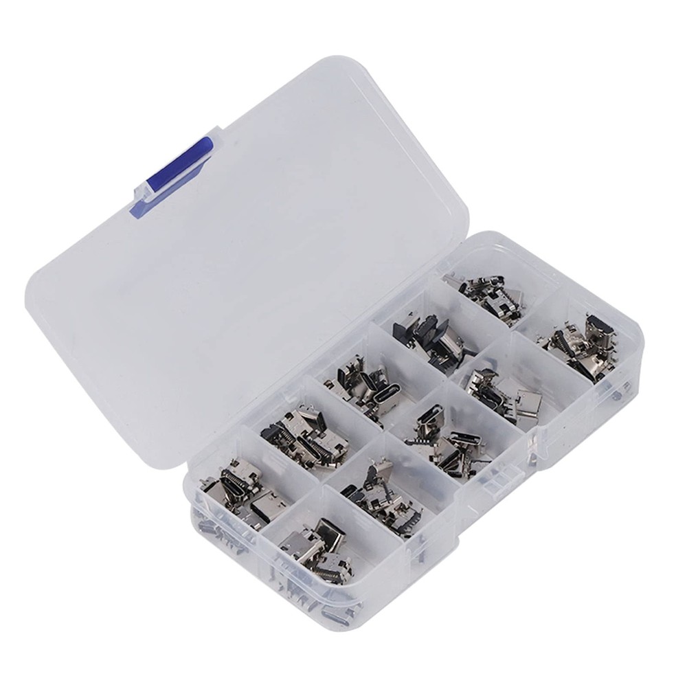 Type C USB Connector Jack 100Pcs Type C USB Female Plug Connector Jack Solder...