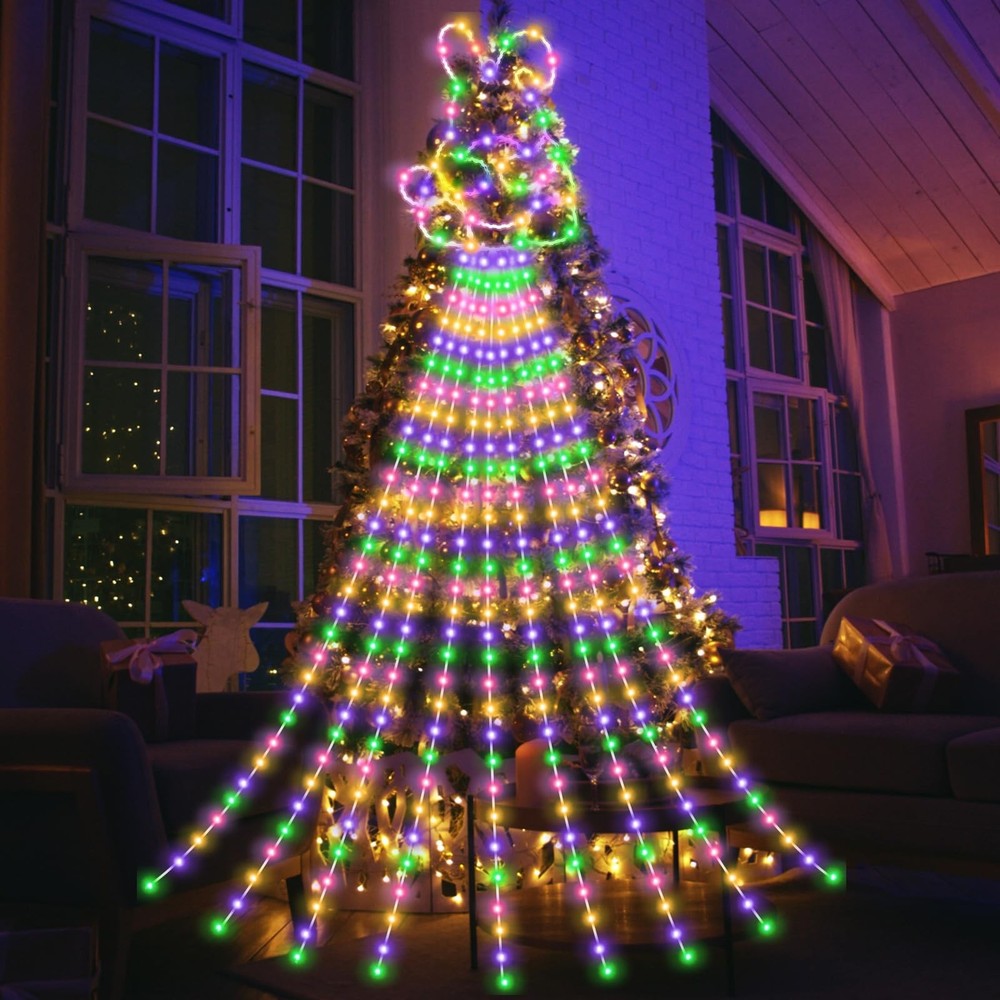 Huquary 12 ft Easter Bunny Waterfall String Lights with 305 LED Multicolor