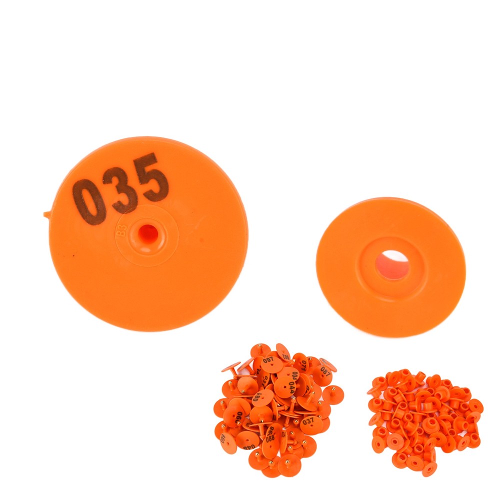 (Orange)Cattle Numbered Ear Tag Convenient Identification Dog Marker Label With