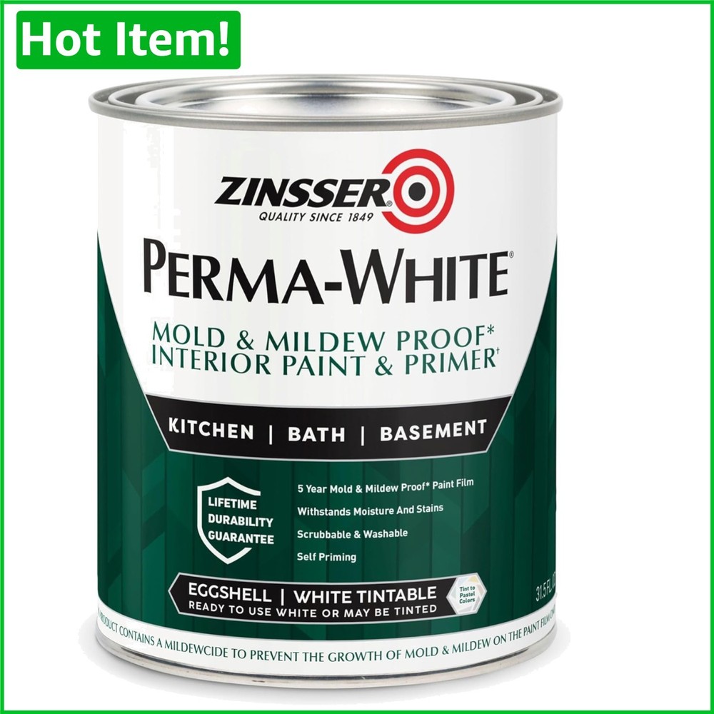 Waterproof Mold & Mildew Proof Interior Paint, 31.5 Fl Oz, Fast Drying Eggshell