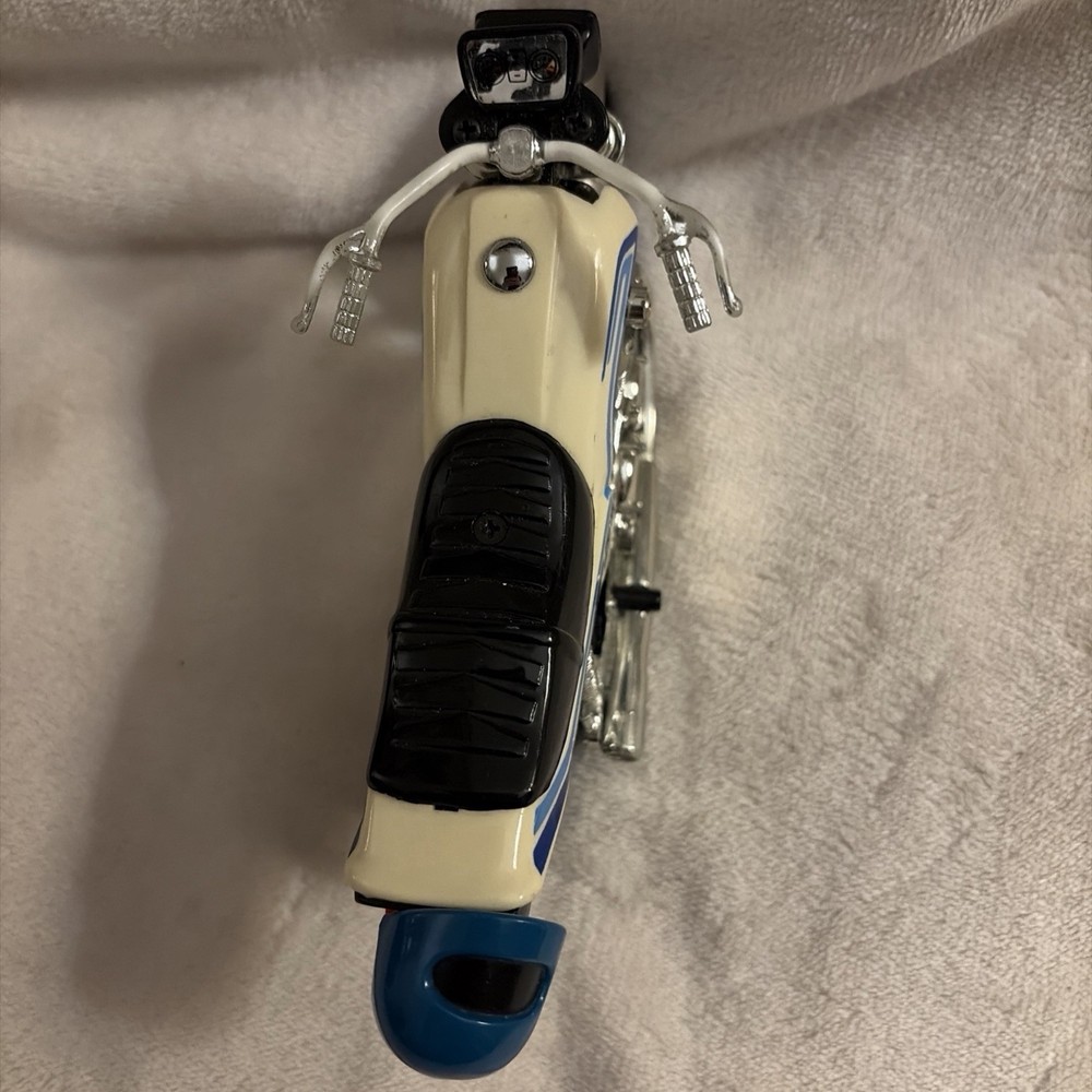 Vintage 1980s Kidco Power Blasters Pull String Motorcycle Blue White