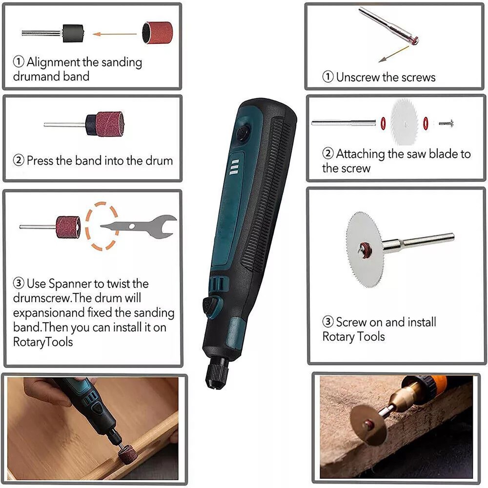 Cordless Electric Mini Drill Grinder Engraving Pen Rotary Tool Kit Multi-Use