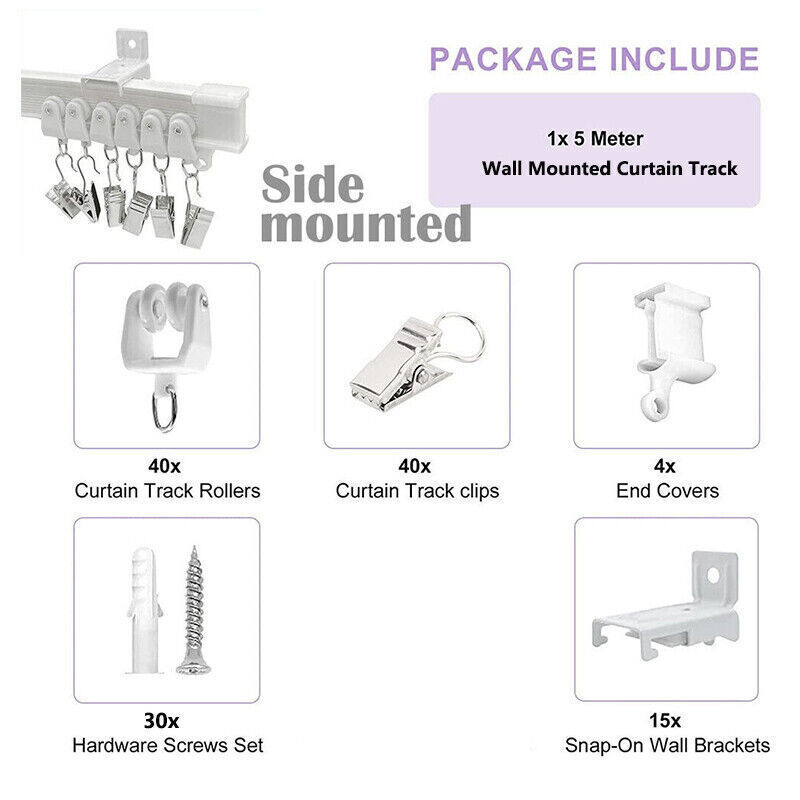 Ceiling Curtain Track Window Rod Pole Rail System Flexible Rail Track Mount US