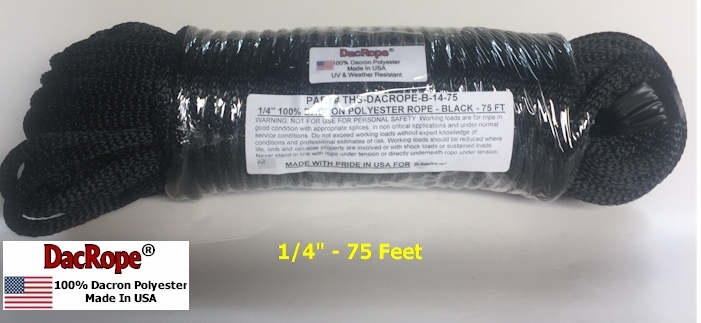 75' 1/4" 100% Dacron Polyester Antenna Support Rope, Dipole & Wire Antennas