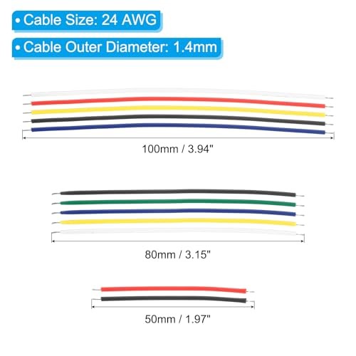 24 AWG Solid Core Wire Kit, 130pcs PVC Coated Pre Tinned Copper Electrical