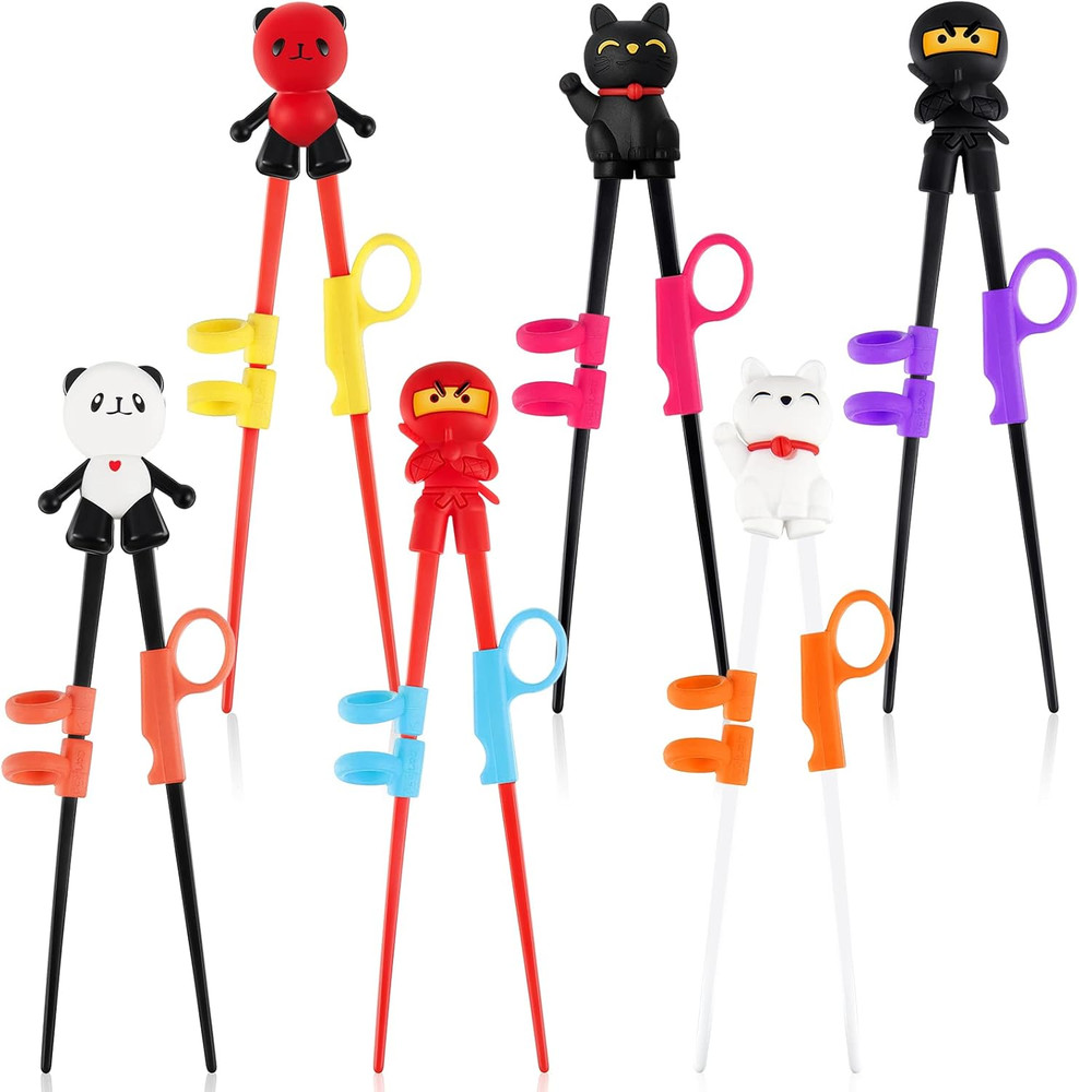 6 Pairs Training Chopsticks for Beginners, Reusable Learning Tableware, Cute Des