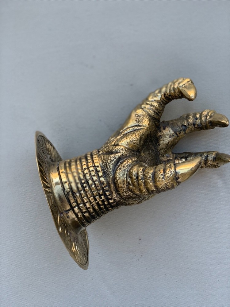 Large Claw wall hook door handle 7 “ solid hollow aged 18 cm heavy brass pull