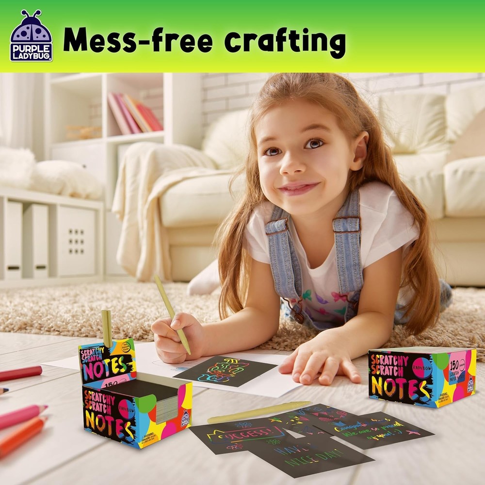 Scratch Art Mini Notes for Kids – set with 150 Rainbow Sheets with Stylus