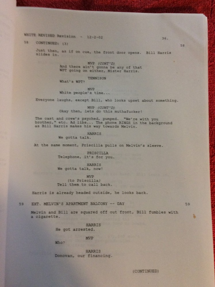 ORIGINAL SCRIPT BAADASSSSS GETTIN' THE MAN'S FOOT OUTTA YOUR ASS VAN PEEBLES