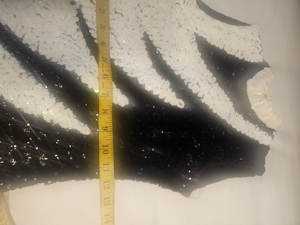 Black And White Sequin Unitard Jazz Dance Small/Medium