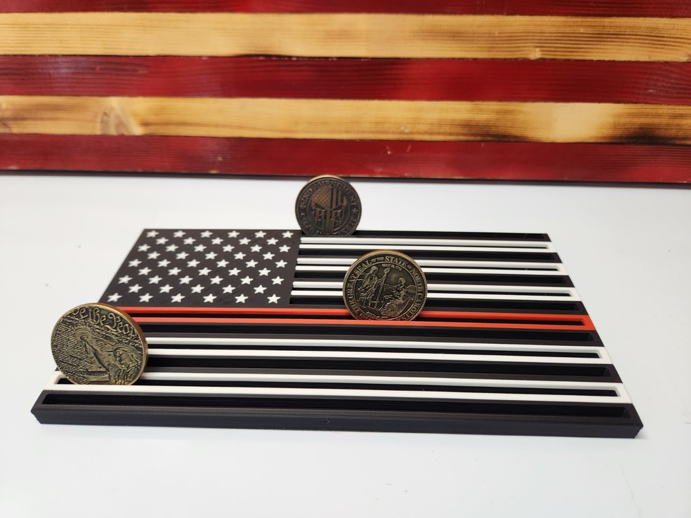 Challenge Coin Display Holder Firefighter Edition Thin Red Line