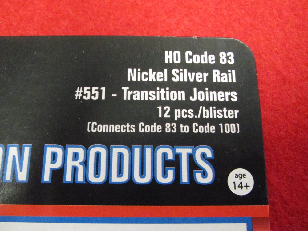 Atlas #551 HO-scale Code 83 to Code 100 Transition Rail Joiners 12/pack