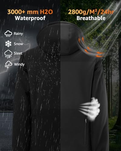 Heated Jackets for Men with Battery Pack Included, Softshell Large Dark Black
