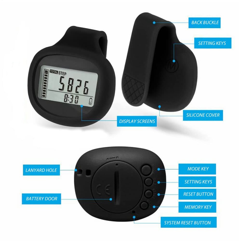 3D Pedometer For Walking LCD Display Odometer Pedometer Step Counter For Miles