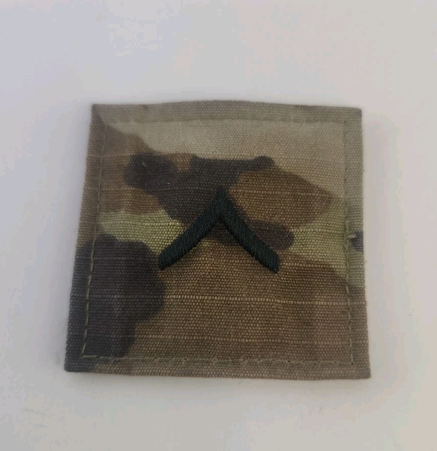 US Army Multicam Private PV2/ E2  OCP Camo Uniform Rank Tab Patch Hook & Loop