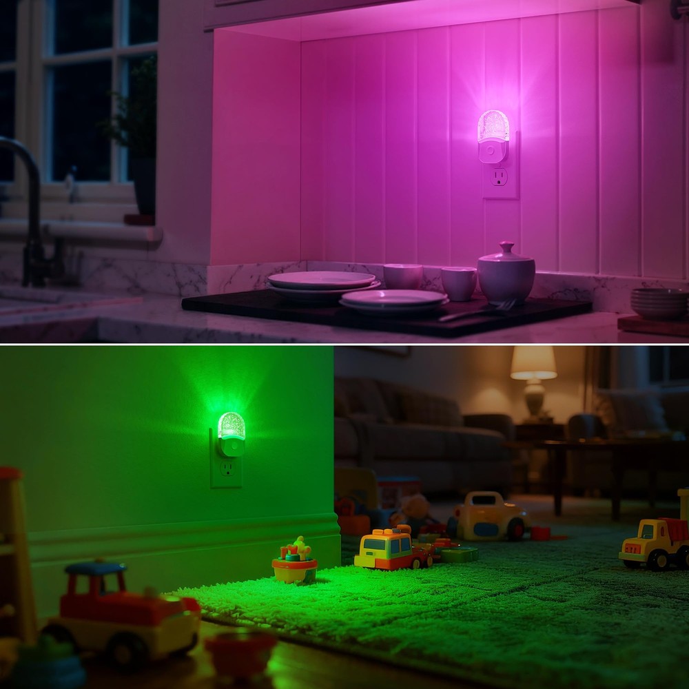 Night Lights Plug Into Wall [2 Pack], Color Changing 2 Packs, Multicolor
