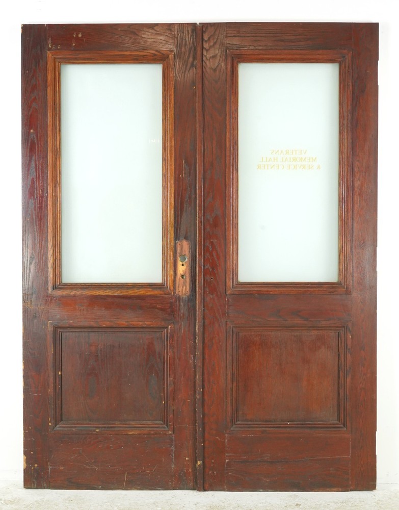 Half Lite One Panel Oak Double Doors 88.875 x 69.25 in.