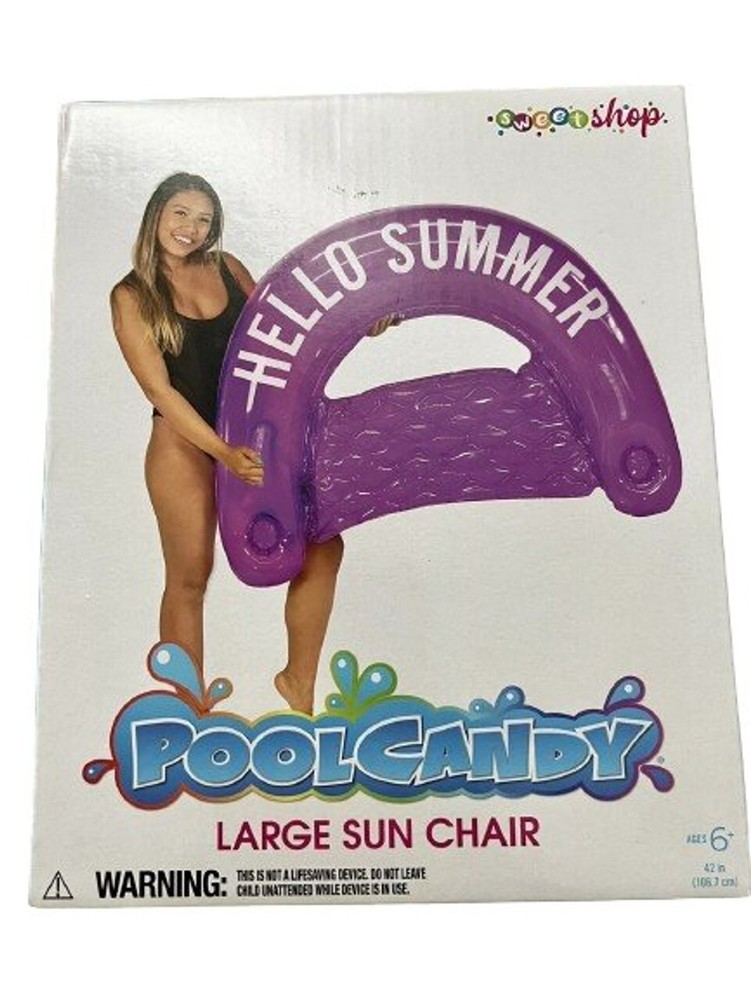 Pool Candy Hello Summer Inflatable Sun Chair Grape Purple Pool Float Beach New